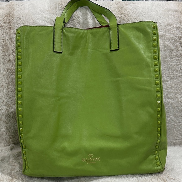 Valentino Studded Green Tote with dusty - Picture 1 of 11